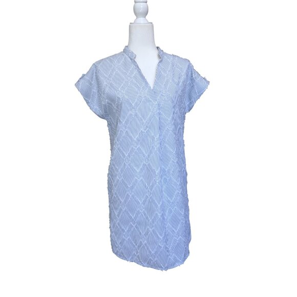 THML | Mohair Pinstriped Blue and White Stripe Dress Size S - Picture 3 of 7